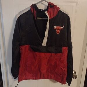 Vintage Chicago Bulls NBA Red & Black Team Windbreaker Pullover Jacket